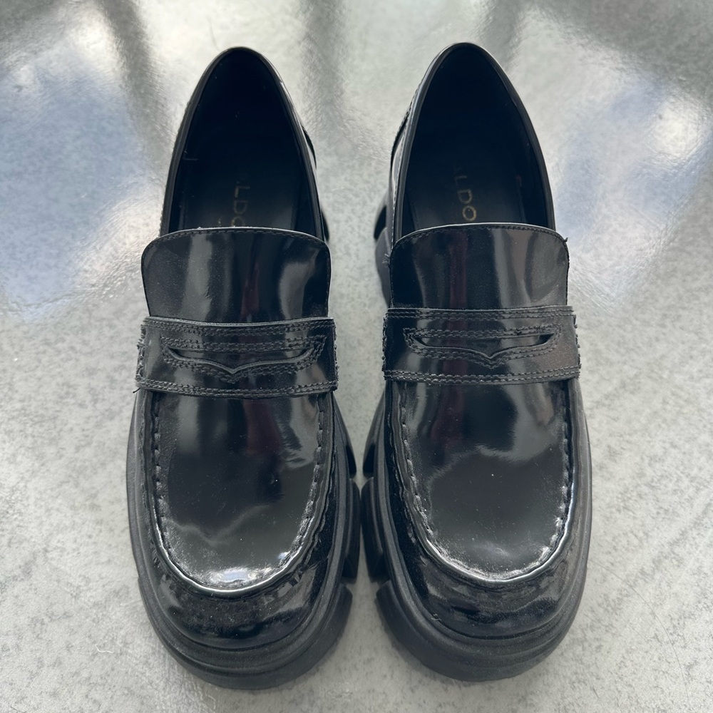 Aldo Black Loafers Slip-On Classic